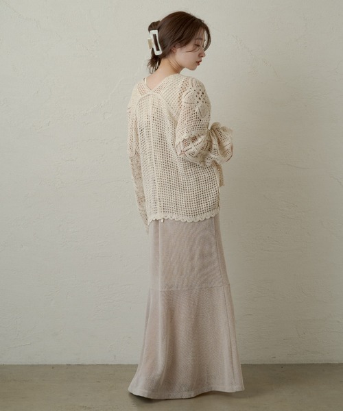 Kastane（カスタネ）の「レース編み長袖カーディガン（カーディガン/ボレロ・レディース・アイボリー/ブラック・FREE）」の11枚目の写真