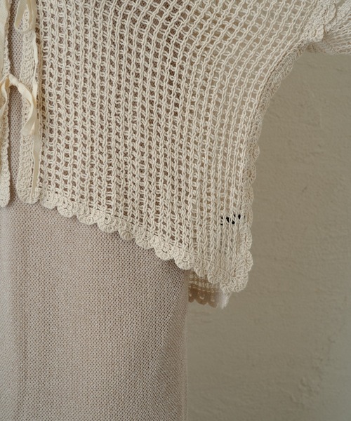 Kastane（カスタネ）の「レース編み長袖カーディガン（カーディガン/ボレロ・レディース・アイボリー/ブラック・FREE）」の6枚目の写真