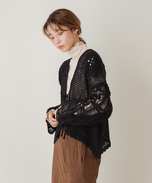 Kastane（カスタネ）の「レース編み長袖カーディガン（カーディガン/ボレロ・レディース・アイボリー/ブラック・FREE）」の18枚目の写真