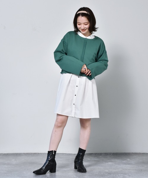 RETRO GIRL（レトロガール）の「カラーショートトレーナー（スウェット・レディース・チャコールグレー/グリーン/ダークオレンジ/オフホワイト・FREE）」の13枚目の写真