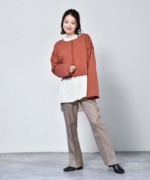 RETRO GIRL（レトロガール）の「カラーショートトレーナー（スウェット・レディース・チャコールグレー/グリーン/ダークオレンジ/オフホワイト・FREE）」の12枚目の写真