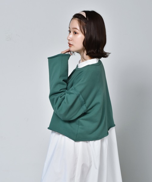 RETRO GIRL（レトロガール）の「カラーショートトレーナー（スウェット・レディース・チャコールグレー/グリーン/ダークオレンジ/オフホワイト・FREE）」の19枚目の写真