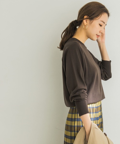 URBAN RESEARCH(アーバンリサーチ)の「イタリアンウール クルーネックニット(ニット/セーター・レディース・グリーン系その他/オフホワイト/オレンジ系その他・FREE)」の1枚目の写真