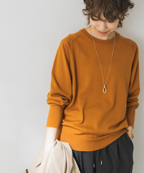 URBAN RESEARCH(アーバンリサーチ)の「イタリアンウール クルーネックニット(ニット/セーター・レディース・グリーン系その他/オフホワイト/オレンジ系その他・FREE)」の9枚目の写真