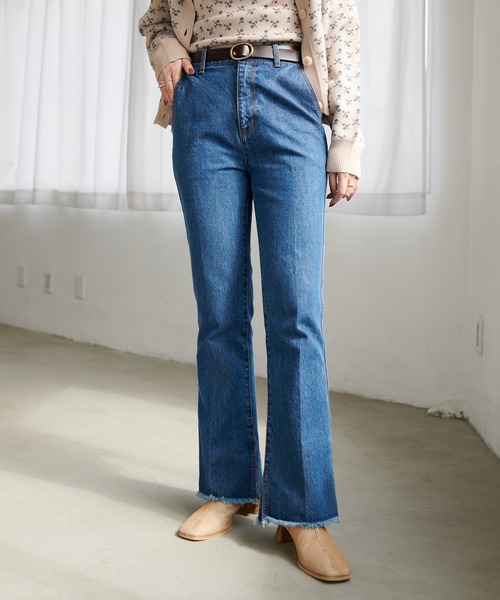 DISCOAT(ディスコート)の「USコットンデニムスリットパンツ(デニムパンツ・レディース・ブラック/ブルー/ピンク・SMALL/MEDIUM/LARGE)」の3枚目の写真