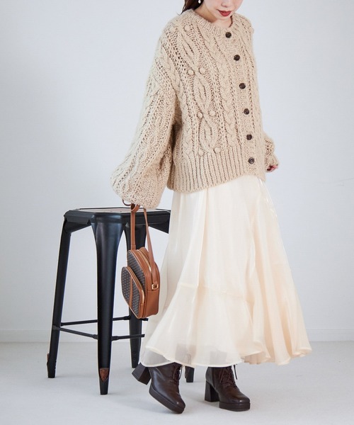 Heather(ヘザー)の「ポップコーンケーブルカーディガン 239647(カーディガン/ボレロ・レディース・ベージュ/アイボリー/ネイビー・FREE)」の15枚目の写真
