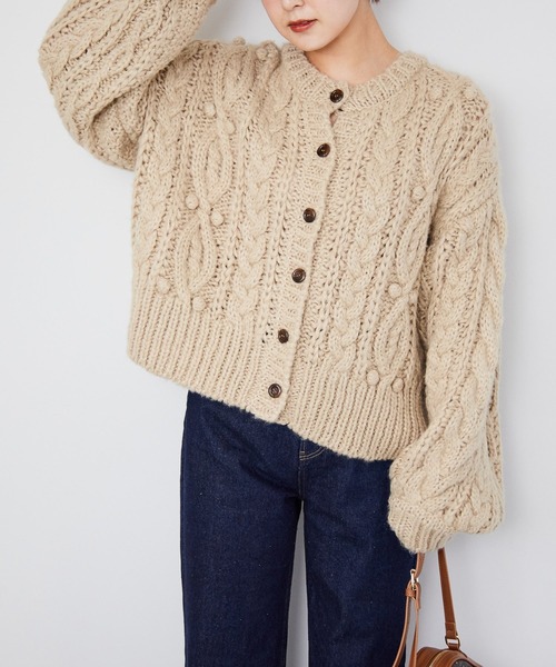 セール】ポップコーンケーブルカーディガン 239647（カーディガン