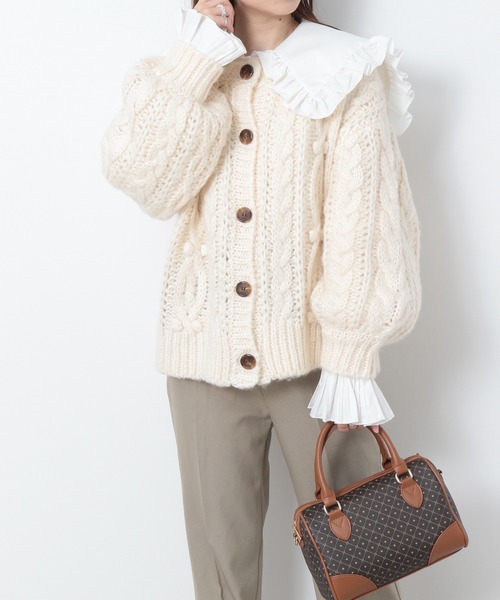 セール】ポップコーンケーブルカーディガン 239647（カーディガン