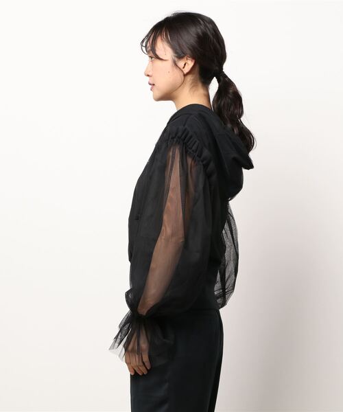 Narcissus（ナルシス）の「【Narcissus】袖チュールパーカー（パーカー・レディース・ホワイト/ブラック・FREE）」の8枚目の写真