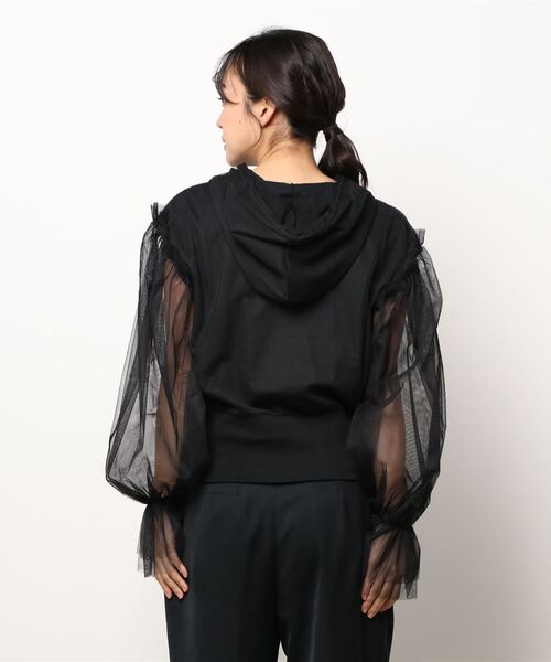 Narcissus（ナルシス）の「【Narcissus】袖チュールパーカー（パーカー・レディース・ホワイト/ブラック・FREE）」の15枚目の写真