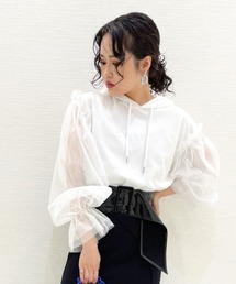 【Narcissus】袖チュールパーカー