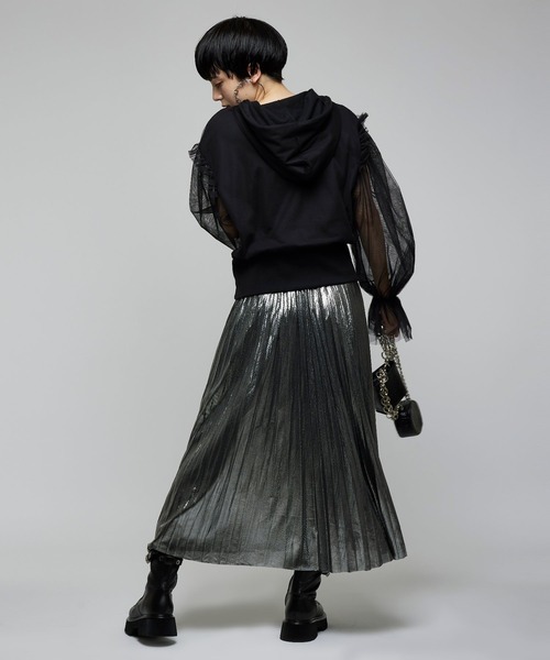 Narcissus（ナルシス）の「【Narcissus】袖チュールパーカー（パーカー・レディース・ホワイト/ブラック・FREE）」の9枚目の写真