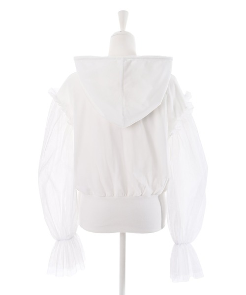 Narcissus（ナルシス）の「【Narcissus】袖チュールパーカー（パーカー・レディース・ホワイト/ブラック・FREE）」の14枚目の写真