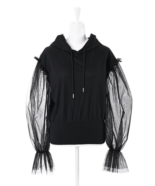 Narcissus（ナルシス）の「【Narcissus】袖チュールパーカー（パーカー・レディース・ホワイト/ブラック・FREE）」の13枚目の写真