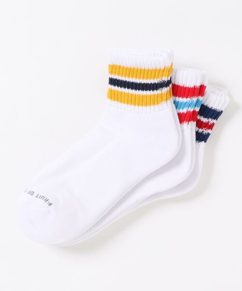 FRUIT OF THE LOOM（フルーツオブザルーム）の「クォーター丈３ラインソックス / マルチボーダー / シンプル（ソックス/靴下・メンズ・マルチ・23cm～25cm/25cm～27cm）」の5枚目の写真