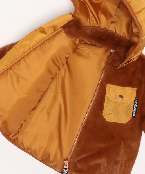 RUGGEDWORKS（ラゲッドワークス）の「ファー切替え中綿ジャケット（ダウンジャケット/コート・キッズ・ブラウン/カーキ・130/100/110/120/150/90/140）」の14枚目の写真