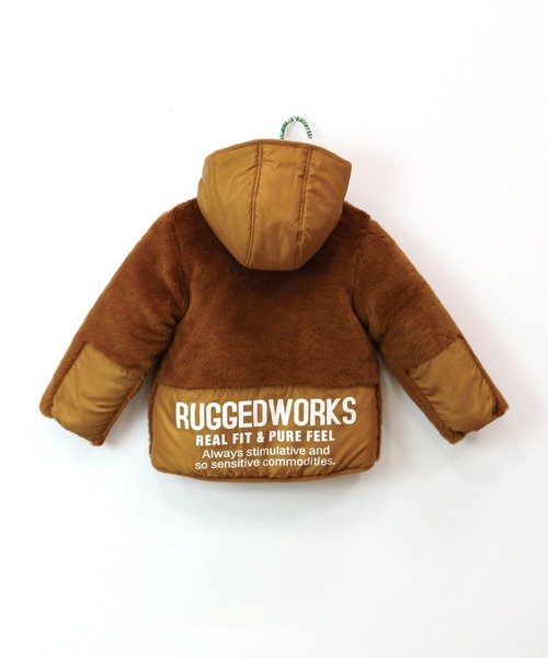 RUGGEDWORKS（ラゲッドワークス）の「ファー切替え中綿ジャケット（ダウンジャケット/コート・キッズ・ブラウン/カーキ・130/100/110/120/150/90/140）」の5枚目の写真