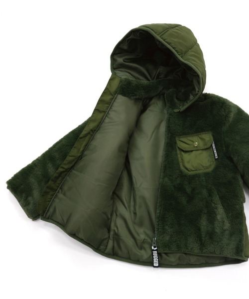 RUGGEDWORKS（ラゲッドワークス）の「ファー切替え中綿ジャケット（ダウンジャケット/コート・キッズ・ブラウン/カーキ・130/100/110/120/150/90/140）」の8枚目の写真