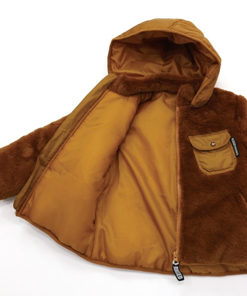 RUGGEDWORKS（ラゲッドワークス）の「ファー切替え中綿ジャケット（ダウンジャケット/コート・キッズ・ブラウン/カーキ・130/100/110/120/150/90/140）」の7枚目の写真