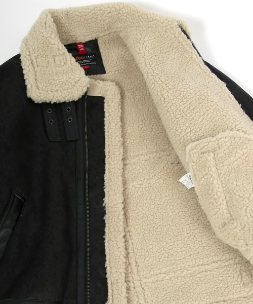 Alpha Industries（アルファインダストリーズ）の「ALPHA/アルファ B-3 FAKEMOUTON JACKET フェイクムートンボマージャケット（ムートンコート・メンズ・ブラック/ベージュ/ブラウン・M/L/XL）」の9枚目の写真