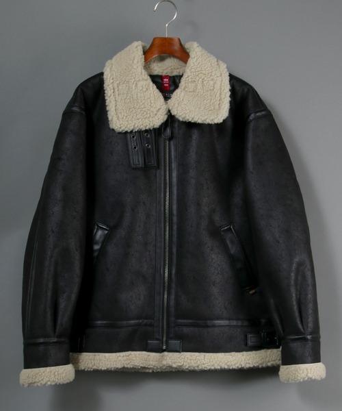 Alpha Industries（アルファインダストリーズ）の「ALPHA/アルファ B-3 FAKEMOUTON JACKET フェイクムートンボマージャケット（ムートンコート・メンズ・ブラック/ベージュ/ブラウン・M/L/XL）」の17枚目の写真
