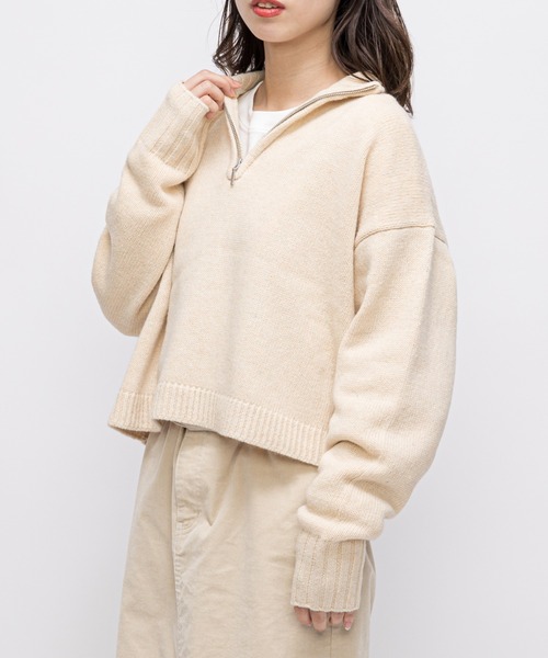 CIAOPANIC(チャオパニック)の「ハーフジップショートニット(ニット/セーター・レディース・ブラック/オフホワイト/ブルー・FREE)」の19枚目の写真