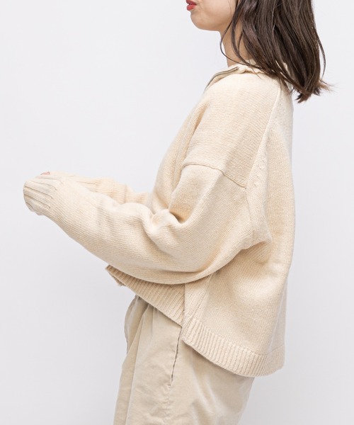 CIAOPANIC(チャオパニック)の「ハーフジップショートニット(ニット/セーター・レディース・ブラック/オフホワイト/ブルー・FREE)」の20枚目の写真