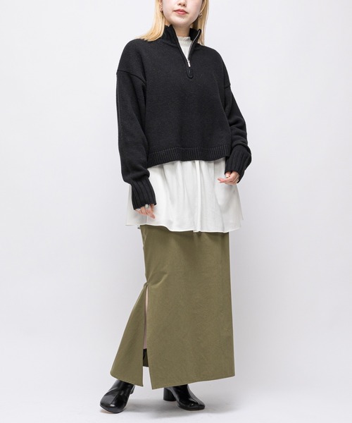 CIAOPANIC(チャオパニック)の「ハーフジップショートニット(ニット/セーター・レディース・ブラック/オフホワイト/ブルー・FREE)」の10枚目の写真