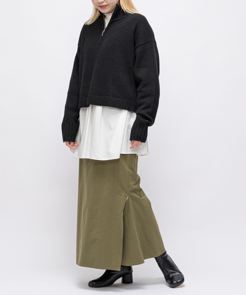 CIAOPANIC(チャオパニック)の「ハーフジップショートニット(ニット/セーター・レディース・ブラック/オフホワイト/ブルー・FREE)」の11枚目の写真