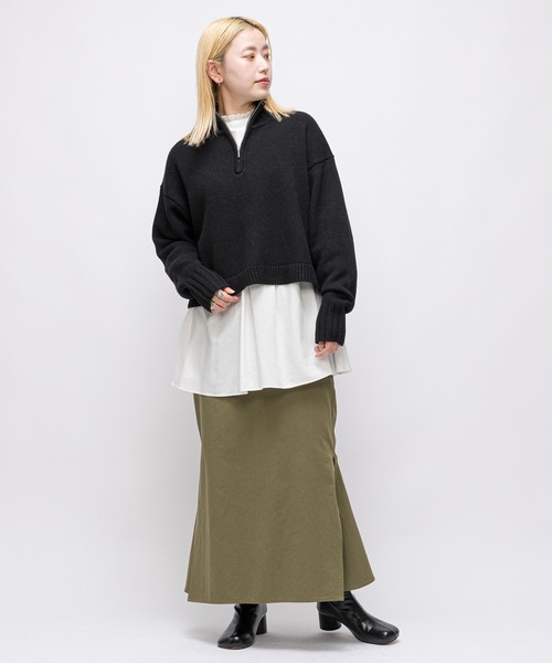 CIAOPANIC(チャオパニック)の「ハーフジップショートニット(ニット/セーター・レディース・ブラック/オフホワイト/ブルー・FREE)」の15枚目の写真