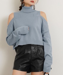Newlyme | カットショルダータートルネックニットトップス(ニット/セーター)