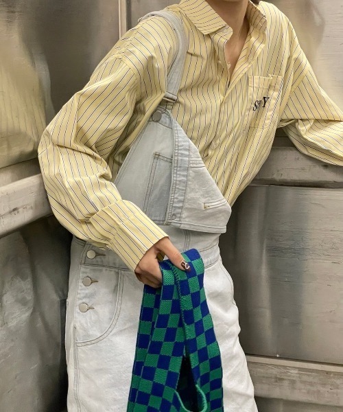 SHAGGIE（シャギー）の「アジャスター付きデニムオーバーオール（サロペット/オーバーオール・レディース・ホワイト/ライトブルー・FREE）」の20枚目の写真