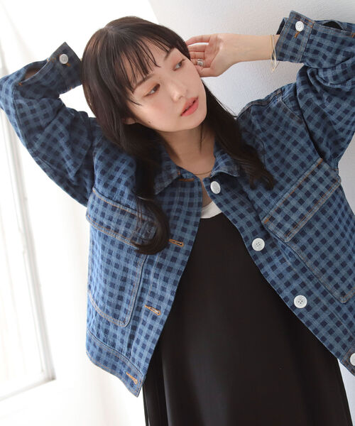 BeAMS DOT(ビームスドット)の「【WEB限定】BeAMS DOT / ビッグポケット Gジャン(ブルゾン・レディース・インディゴブルー/ホワイト系その他5/その他・FREE)」の4枚目の写真