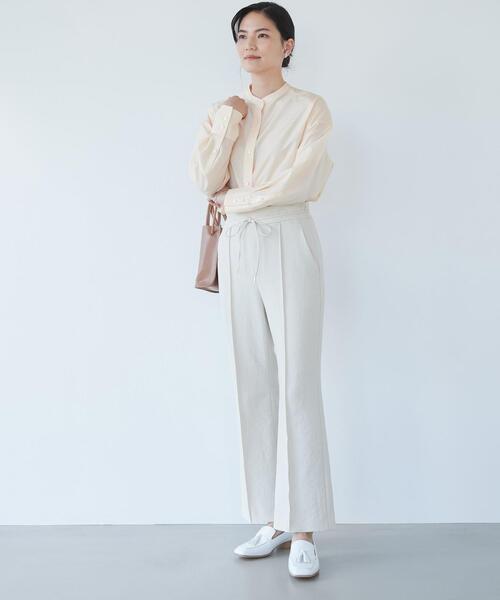 green label relaxing(グリーンレーベルリラクシング)の「P ブッチャー ドロスト フレア パンツ -ウォッシャブル・ストレッチ・防シワ- ◇No05◇(その他パンツ・レディース・ブラック/オフホワイト/ライム・40/38/36)」の5枚目の写真