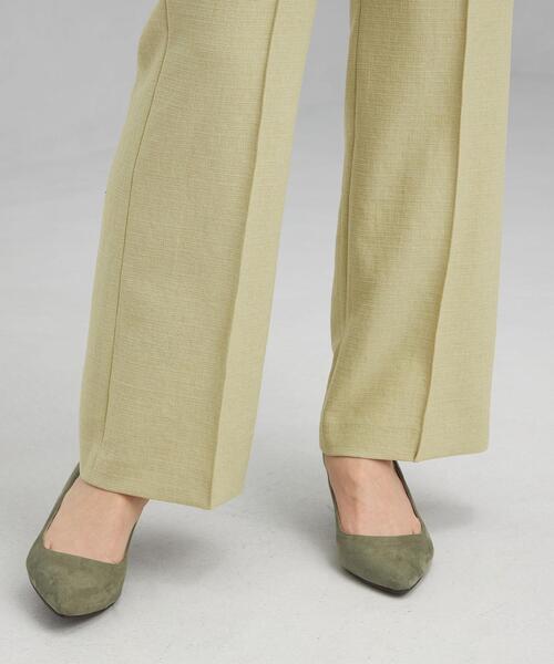 green label relaxing(グリーンレーベルリラクシング)の「P ブッチャー ドロスト フレア パンツ -ウォッシャブル・ストレッチ・防シワ- ◇No05◇(その他パンツ・レディース・ブラック/オフホワイト/ライム・40/38/36)」の14枚目の写真