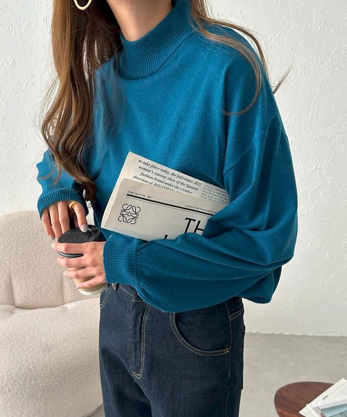 極美品.定価3.2万☆プラージュ ざっくり ハンドニット ハイネック ゆったり 23区（ニジュウサンク） ニット セーター カシミヤブレンド ハイネック