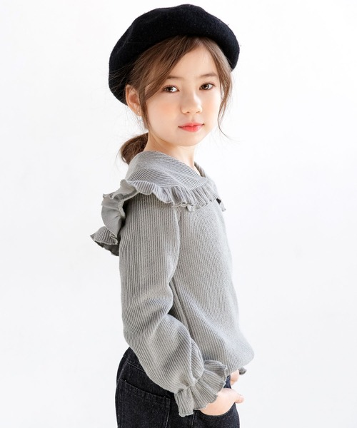 Bee des Bee（ビーデスビー）の「リブトップス（ニット/セーター・キッズ・ブラック/ラベンダー/ブルーグレー/ベージュ/ライトグレー・110cm/100cm/120cm/130cm/140cm/150cm）」の3枚目の写真