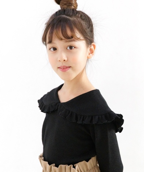 Bee des Bee（ビーデスビー）の「リブトップス（ニット/セーター・キッズ・ブラック/ラベンダー/ブルーグレー/ベージュ/ライトグレー・110cm/100cm/120cm/130cm/140cm/150cm）」の2枚目の写真