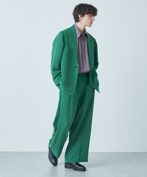 Lui's（ルイス）の「【オリジナルファブリック4×4セットアップシリーズ】 ワイドストレートパンツ（スラックス・メンズ・ブラック/グリーン・SMALL/MEDIUM）」の6枚目の写真