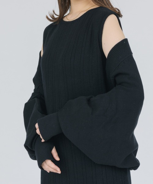 NEUNA(ヌナ)の「【セットアップ対応】【ぽわっと袖が大人フェミニンン。】ボリュームニットボレロ(カーディガン/ボレロ・レディース・ホワイト/グリーン/ブラック・FREE)」の3枚目の写真