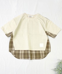 CLOUDY, FINE LATER（クラウディファインレター）の「チェック切替 5分袖 Tシャツ（Tシャツ/カットソー）」