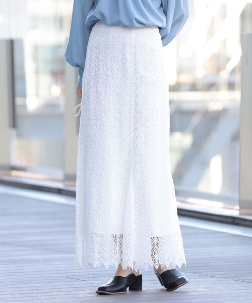 Ray BEAMS(レイビームス)の「Ray BEAMS / レース マーメイド ロング スカート(スカート・レディース・ホワイト/ブラック・1/0)」の5枚目の写真