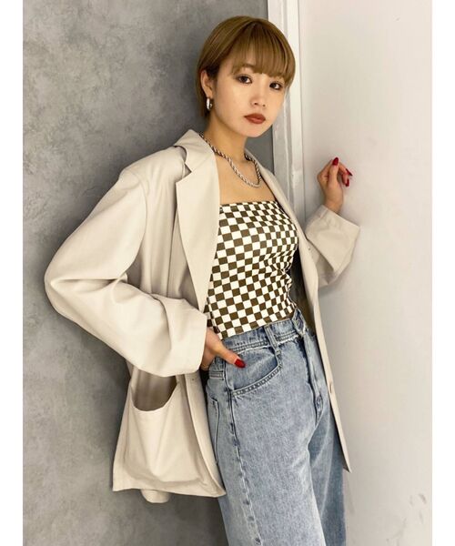 EMODA(エモダ)の「マークウエストオーバージャケット(テーラードジャケット・レディース・グレー/ブルー/アイボリー・FREE)」の1枚目の写真