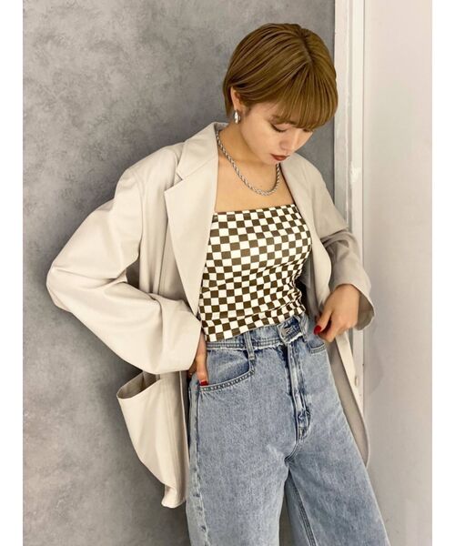 EMODA(エモダ)の「マークウエストオーバージャケット(テーラードジャケット・レディース・グレー/ブルー/アイボリー・FREE)」の4枚目の写真