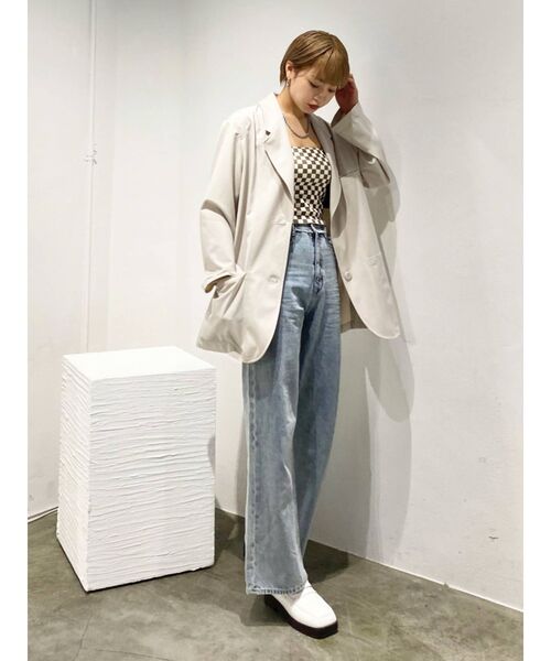 EMODA(エモダ)の「マークウエストオーバージャケット(テーラードジャケット・レディース・グレー/ブルー/アイボリー・FREE)」の12枚目の写真