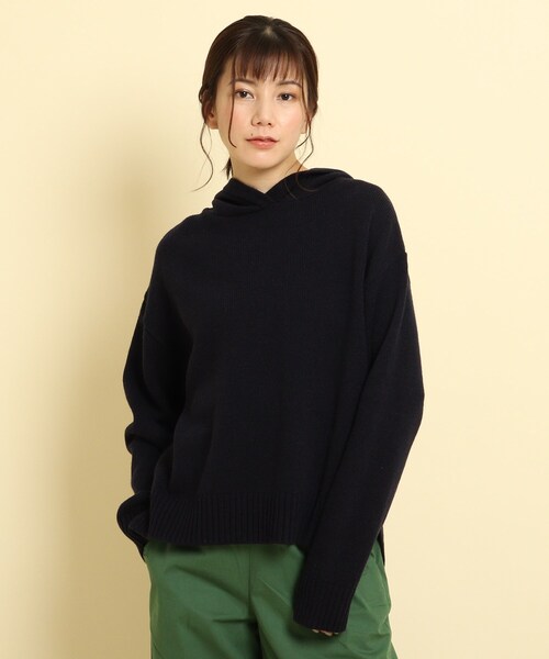 ◆【洗える】フーデットバルキーニット