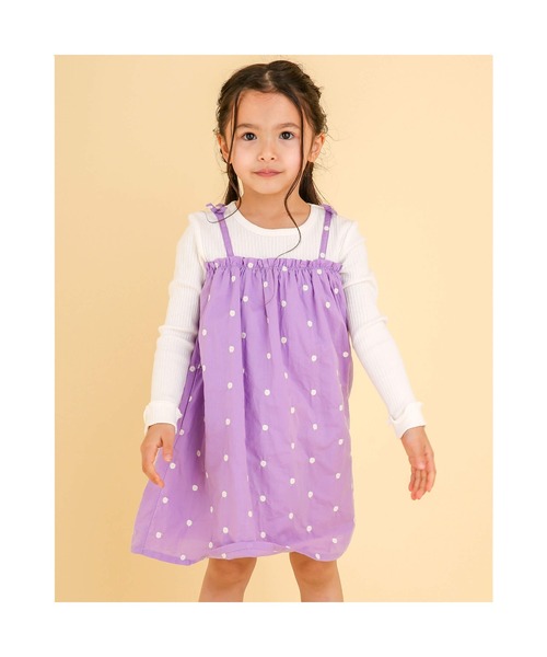 Noeilaimebebe ドット刺繍ドッキングワンピース 80 130cm ワンピース Noeil Aime Bebe ノイユエイムベベ のファッション通販 Zozotown