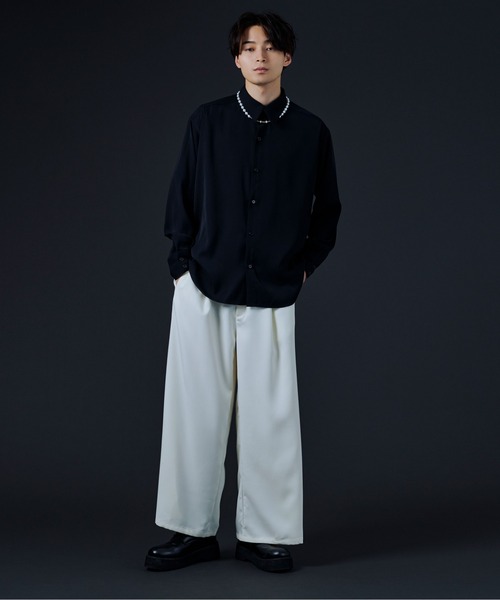Ellno Loset（エルノロゼット）の「ワイドフレアパンツ（その他パンツ・メンズ・ホワイト/ブラック・MEDIUM/LARGE）」の6枚目の写真