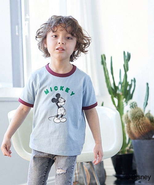 b・ROOM(ビールーム)の「【DISNEY】MICKEYアソートリンガーTシャツ(Tシャツ/カットソー・キッズ・ブルーグレー/アイボリー/マスタード・100cm/120cm/130cm/110cm/90cm)」の2枚目の写真