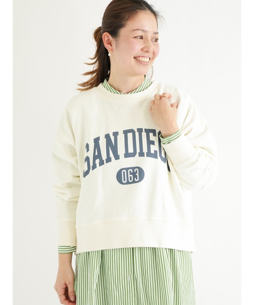 Lugnoncure（ルノンキュール）の「カレッジプリントスウェット（スウェット・レディース・ブラック/ベージュ/オフホワイト/グリーン・ﾌﾘ-）」の2枚目の写真